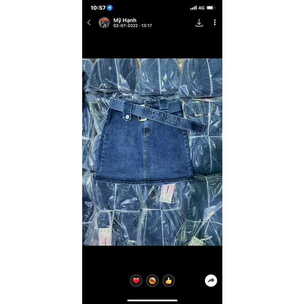 Chân Váy Jean Chữ A Kèm Đai