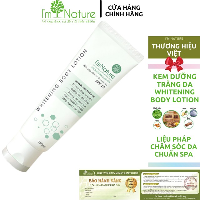 [I'm Nature] Kem Dưỡng Trắng Da Toàn Thân I'm Nature Whitening Body Lotion I'M NATURE 150ml_An Toàn Tuyệt Đối Bà Bầu