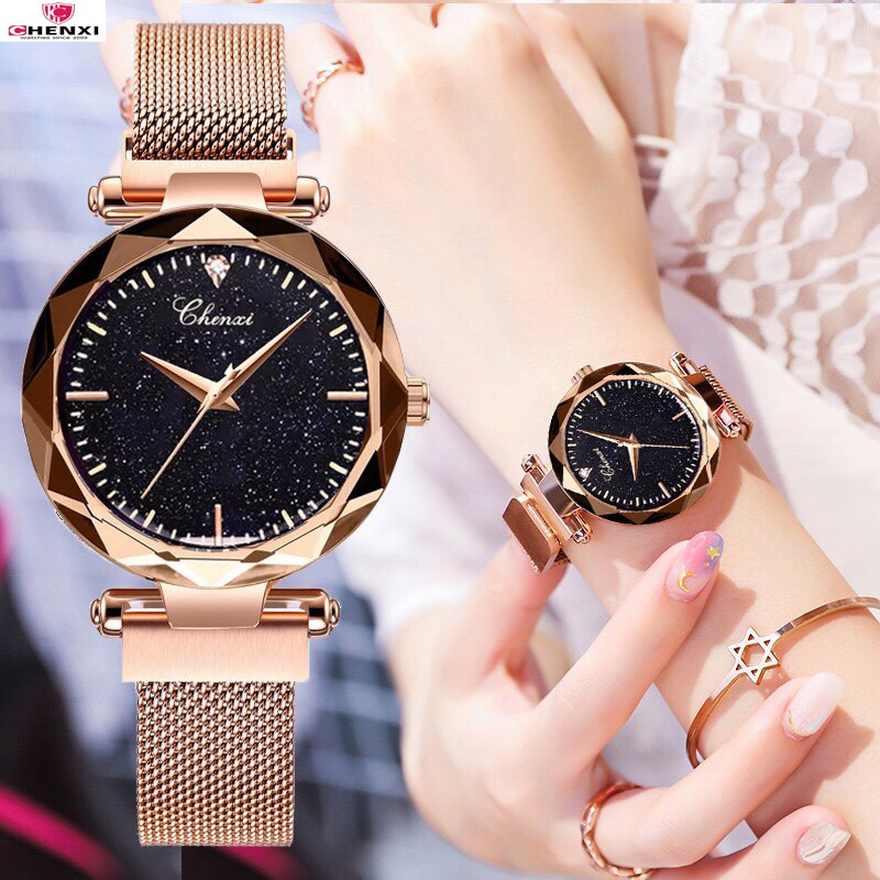 [CHÍNH HÃNG] Đồng hồ nữ CHENXI dây thép Titanium nam châm mặt kính 3D cá tính quyến rũ