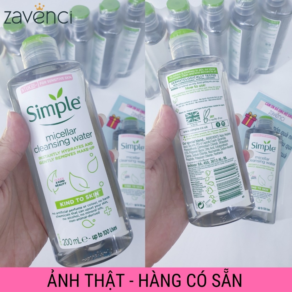 Nước tẩy trang Simple Kind to Skin Micellar Cleansing Water mọi loại da 200ml - ZAVENCI Official | BigBuy360 - bigbuy360.vn