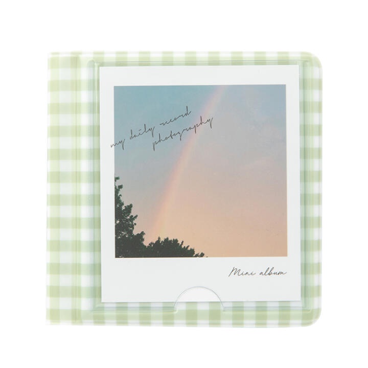 Binder Collect Book ARTBOX Hàn Quốc Đựng Ảnh Polaroid Photocard Nhãn Dán Họa Tiết Caro Xanh Mint 16 Sleeves