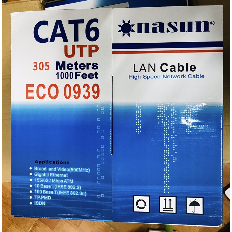 Dây mạng UTP Cat6 Nasun ECO 0939 (hàng chuẩn 305m)