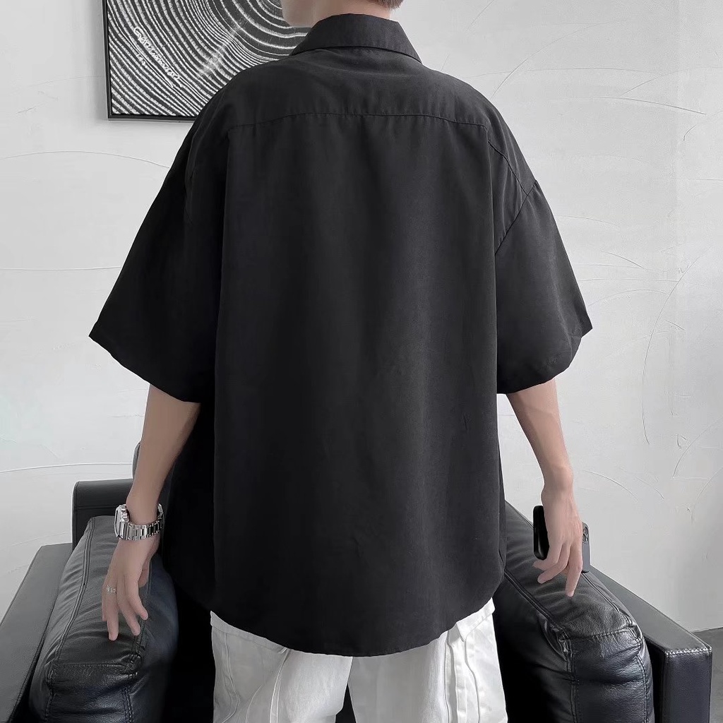 Áo Sơ Mi Mỏng Tay Ngắn Dáng Rộng Phong Cách Hàn Quốc Thời Trang Mùa Hè Cho Nam Size M-2XL