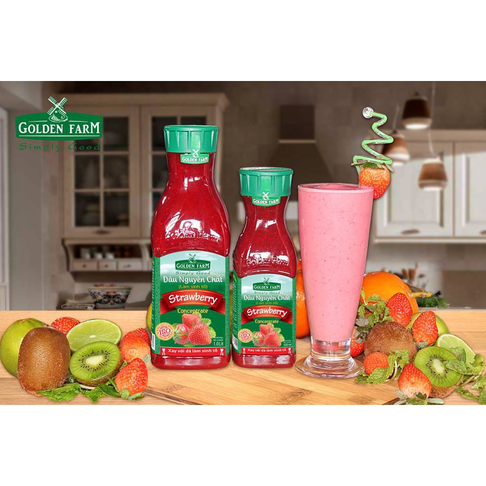Sinh Tố Dâu/Chanh Dây/Đào/Kiwi/Phúc Bồn Từ/Việt Quất Golden Farm Đủ Vị - Chai 500ML