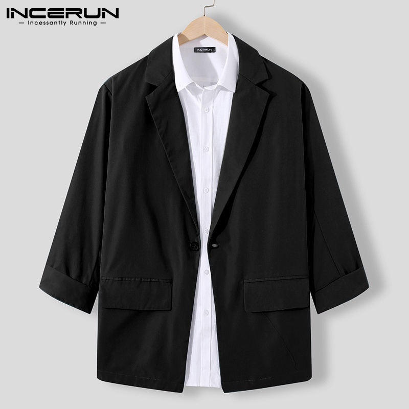 Áo khoác blazer INCERUN tay dài thiết kế một nút gài phong cách Hàn Quốc thời trang cho nam
