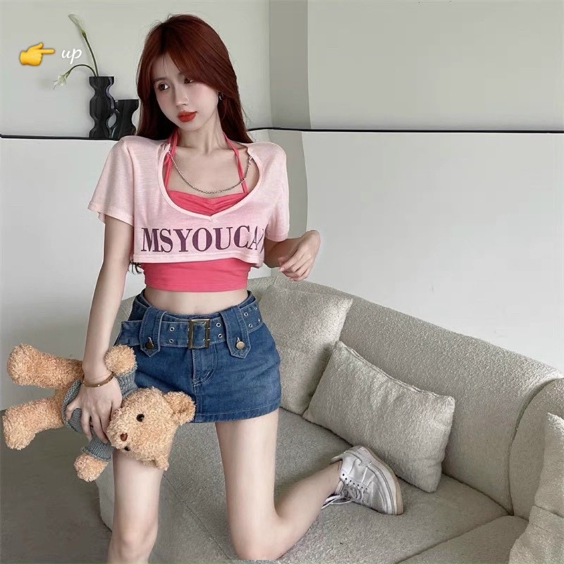 Set áo croptop sọc năng động