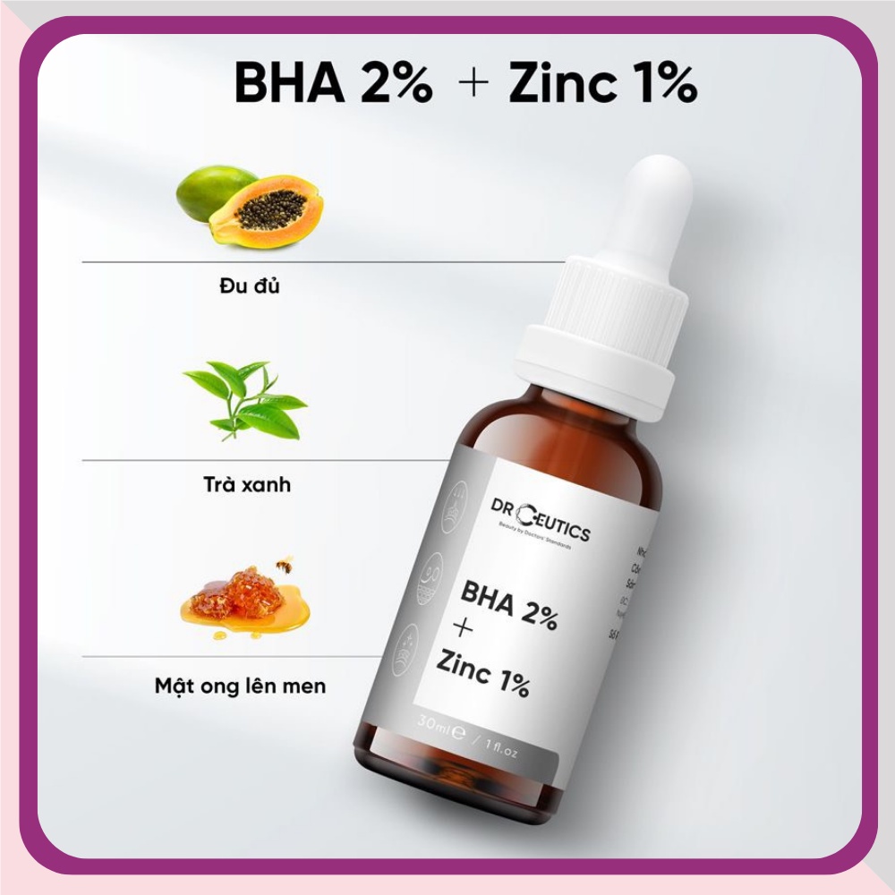 Serum BHA 2% + ZinC 1% DrCeutics Giảm Mụn Và Giảm Sưng Mụn 30mL - 100mL - Dược mỹ phẩm chính hãng Derma Touch