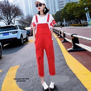 Quần yếm kaki mài rách (KA)