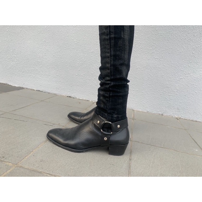 Quần Jeans đen rách gối waxed nhập khẩu | Black Waxed Ripped Jeans