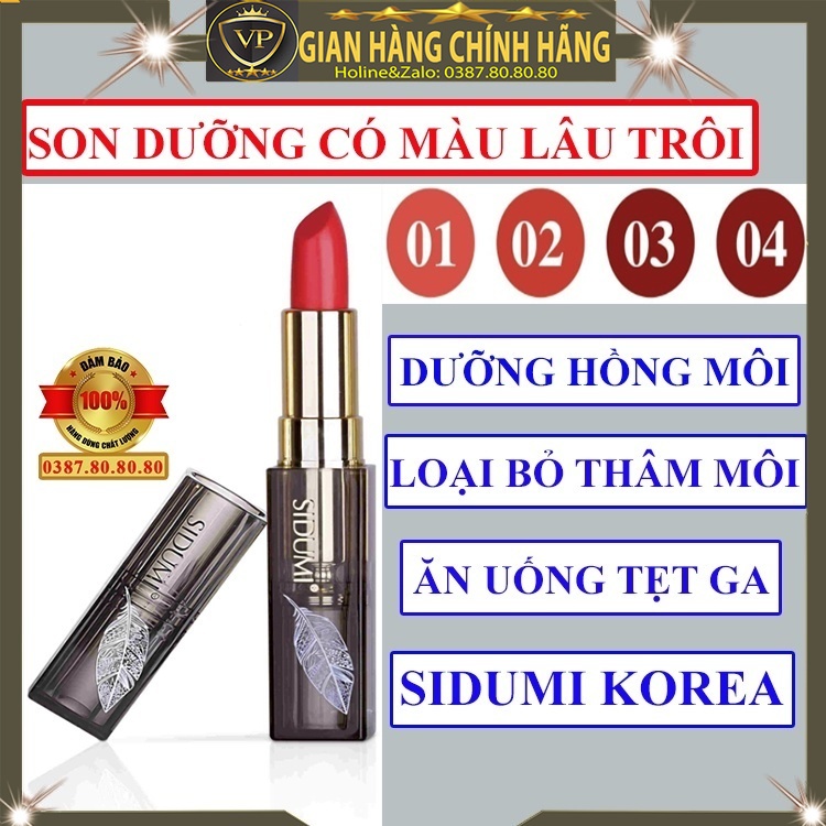 Son dưỡng môi có màu lâu trôi dưỡng hồng môi tinh chất mật ong chính hãng cao cấp Sidumi hàn quốc Last Lipstick SDM 602
