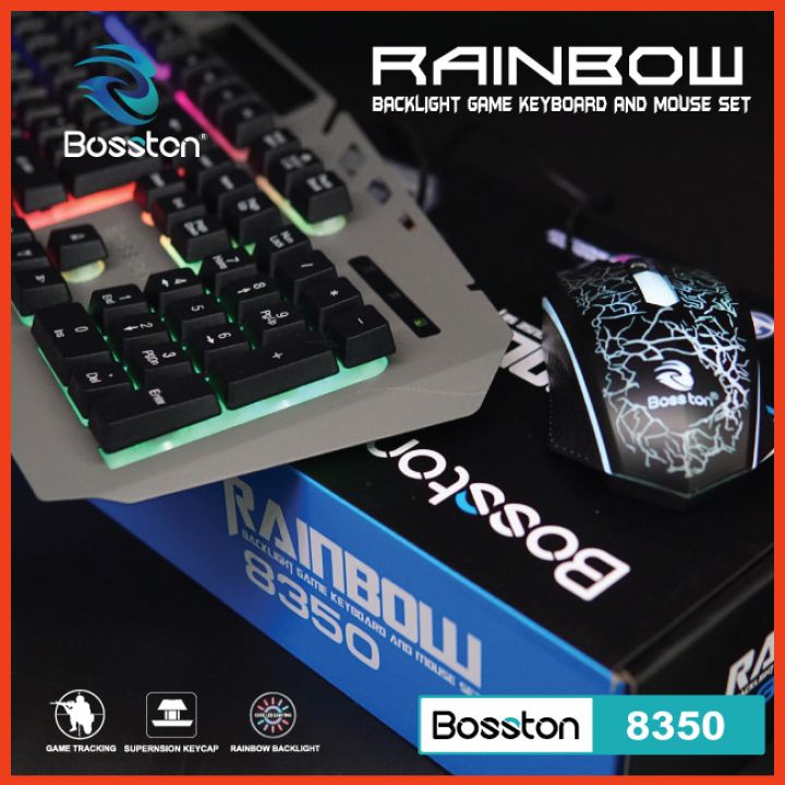 Bàn Phím Kèm Chuột Giả Cơ Bosston 8350 Gaming Có Dây Tích Hợp LED Dùng Cho Laptop Và PC