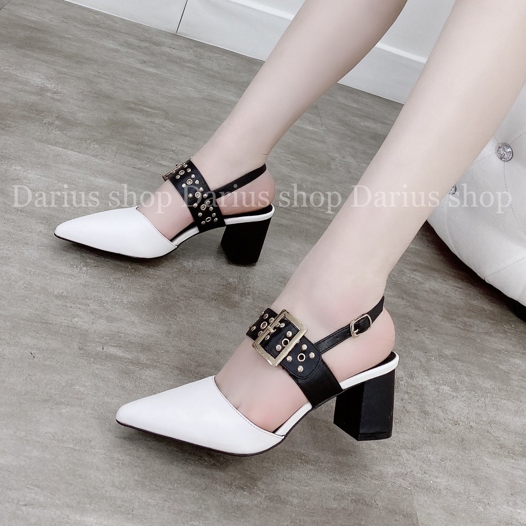 Guốc sục mũi nhọn quai đinh đế trụ 6cm - MI39