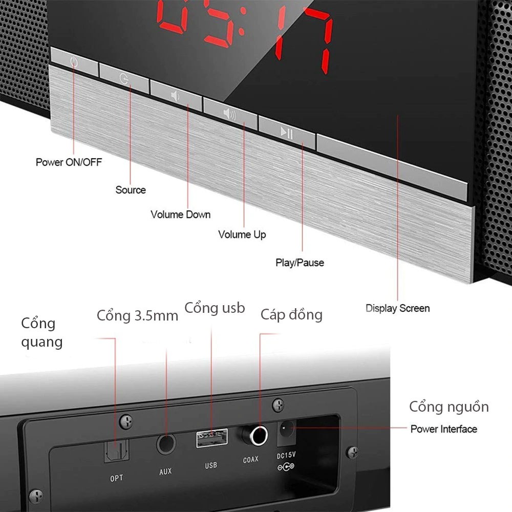 [Mã ELHACE giảm 4% đơn 300K] Loa soundbar tivi 3D âm thanh nổi kết nối không dây SR100 (bluetooth)