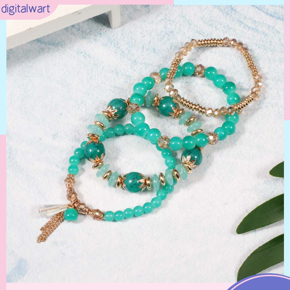 Set 4 Vòng Tay Chuỗi Hạt Phong Cách Boho Thời Trang Cho Nữ