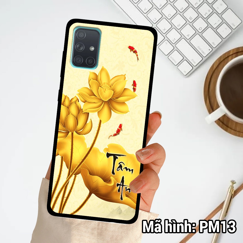 Ốp điện thoại Samsung A31/A51/A71/M51 chất liệu KÍNH tráng gương in hình hoa sen phong thủy ,ốp lưng bền đẹp