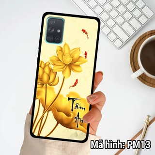 Ốp điện thoại Samsung A31/A51/A71/M51 chất liệu KÍNH tráng gương in hình hoa sen phong thủy ,ốp lưng bền đẹp