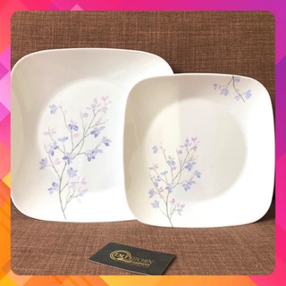 Dĩa Thủy Tinh Mỹ Vuông Jacaranda Corelle 2211-2213 (23cm–26.5cm)