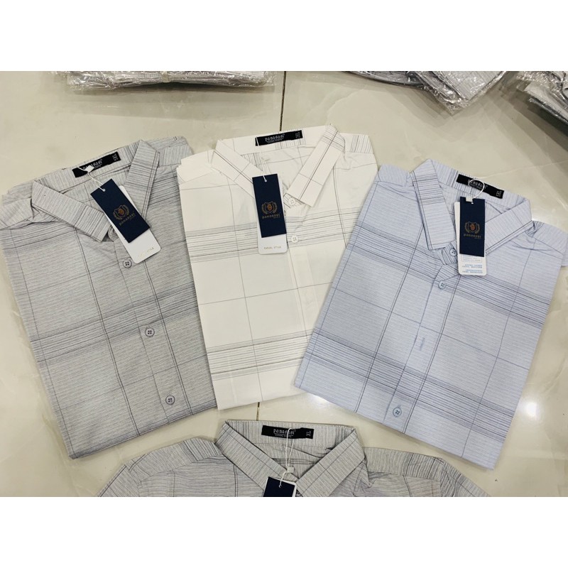 Áo sơmi nam sọc caro body. dành cho con trai và ba