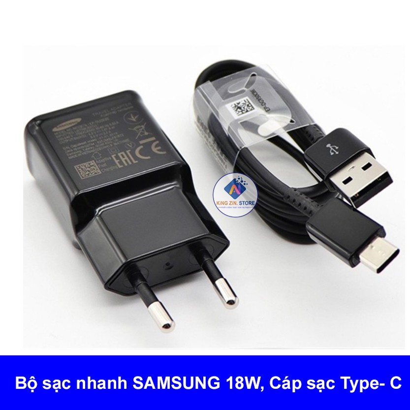 Bộ sạc nhanh SAMSUNG S10, S9, S8 Plus, Chính Hãng - Cáp sạc Type- C - Tặng dây quấn bảo vệ