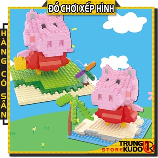 Mô hình Piggy dễ thương dạng Đồ chơi xếp hình Lợn Piggy hồng thích hợp làm quà tặng, đồ decor