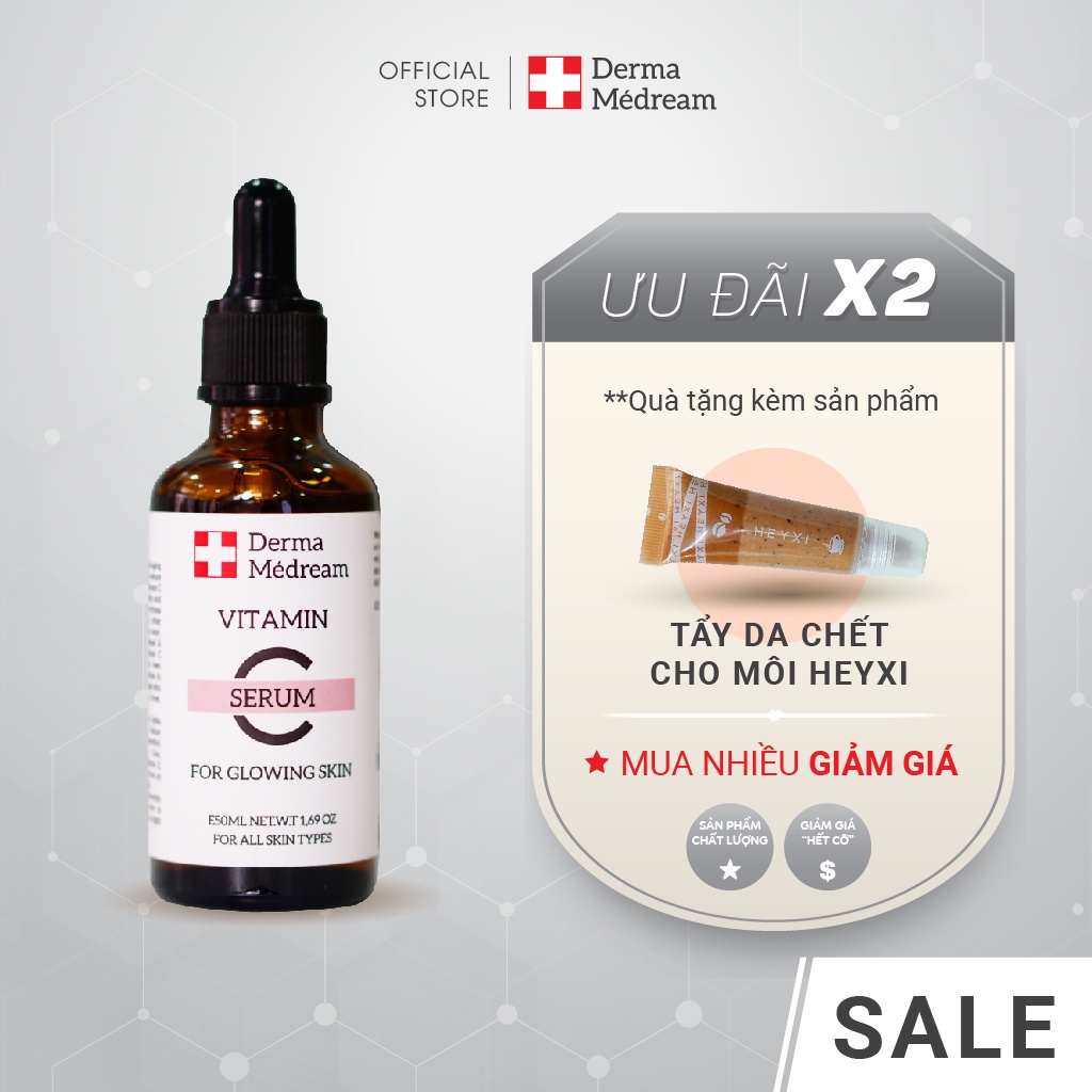 Serum Vitamin C Derma Me'Dream, dưỡng trắng, giảm thâm, giảm nám tàn nhang và làm đều màu da - Chai 50ml