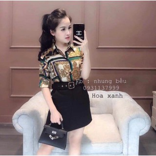 Áo sơ mi lụa hoạ tiết 3 màu (bigsize haihai)