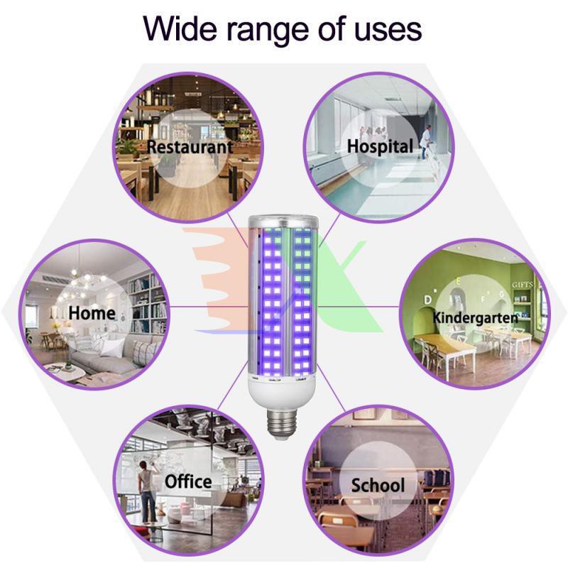 Đèn led sát khuẩn E27.65, Đèn cực tím UV-A diệt khuẩn virut không khí 65W