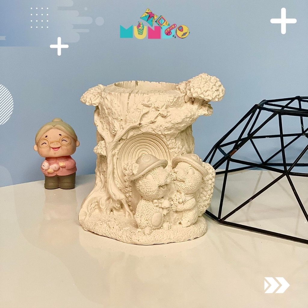 Tượng tô màu cao cấp Hộp Bút, Ống Bút size XL tượng thạch cao MUNDO