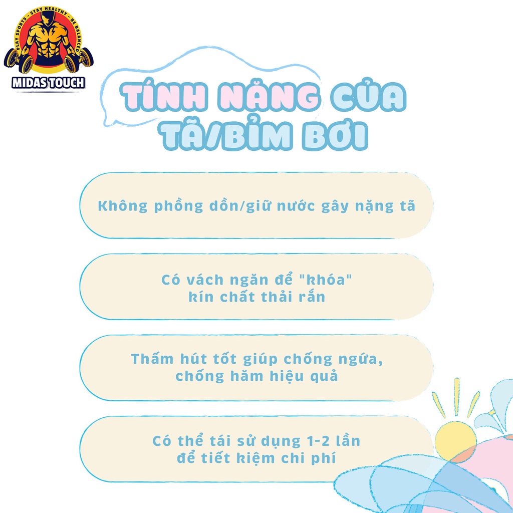 Tã Bỉm Bơi Cho Trẻ Em Tập Bơi Đủ Size S/M/L - An Toàn Thoải Mái Cho Bé
