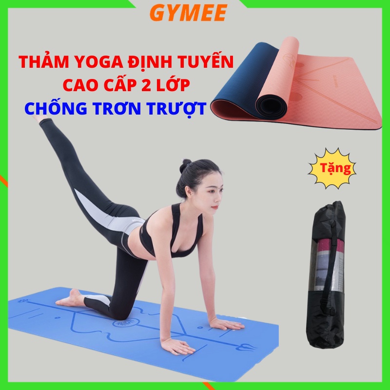 Thảm Yoga Định Tuyến Cao Cấp Dày 6mm, 8mm, Thảm Tập Yoga Gym TPE Loại 1 Chống Trơn Trượt (Tặng Túi Xị