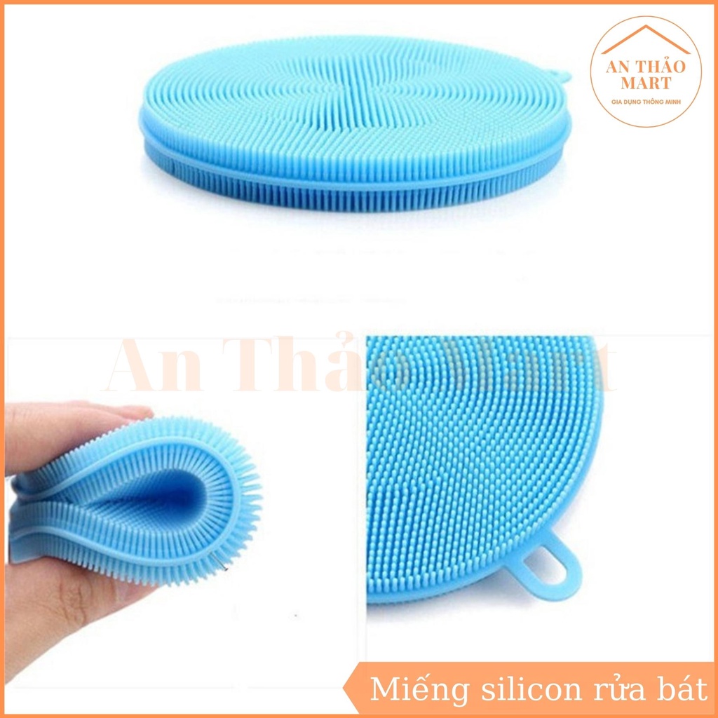 Miếng Rửa Bát, Rửa Chén Xoong Nồi Silicon Siêu Sạch Có Móc Treo Tiện Dụng