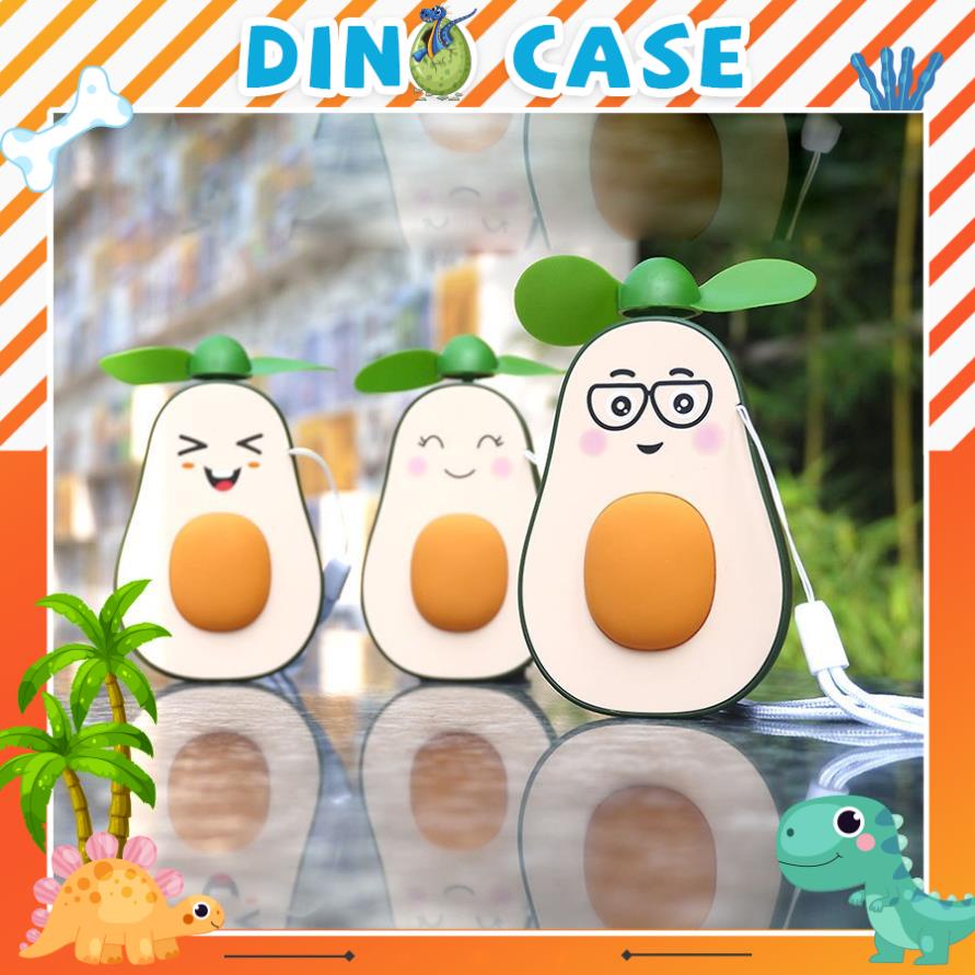 Quạt mini cầm tay hình trái Bơ có đèn LED Siêu dễ thương Model 2020( Bơ Bóp) - Dino Case