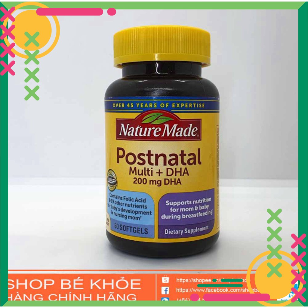 Vitamin sau sinh Postnatal Multi +DHA Nature made - Postnatal 200mg DHA