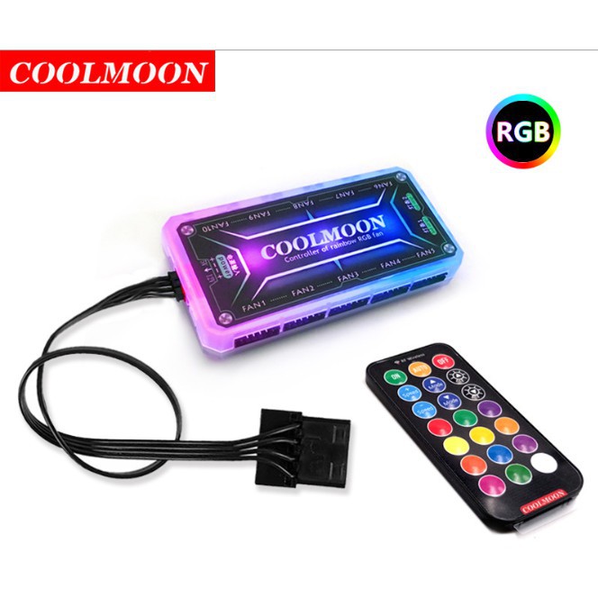 Quạt Tản Nhiệt, Fan Case Coolmoon V4 - Led RGB Dual Ring + Led Rainbow