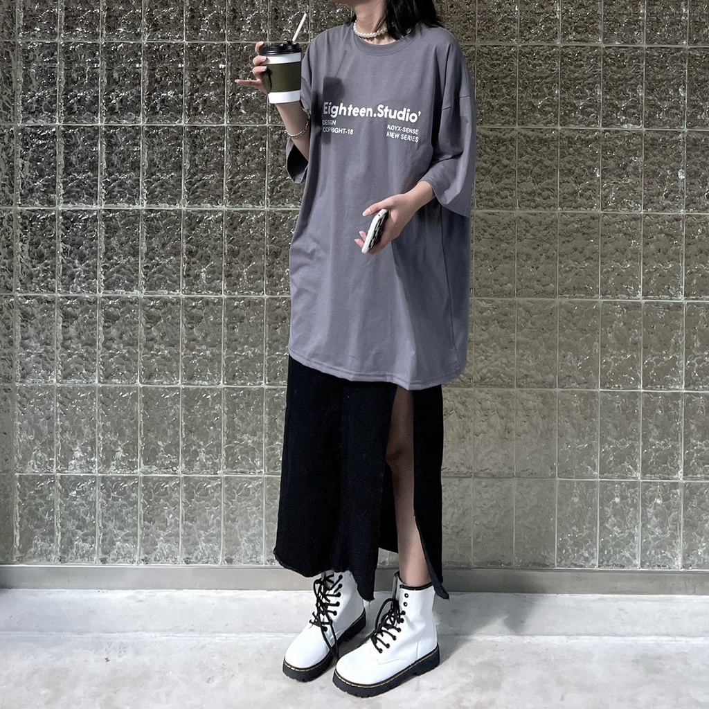 Áo Thun Tay Lỡ Xanh Lá EIGHTEEN TRUST các mẫu BIGOMALL - Áo Phông Nam Nữ Ulzzang Unisex Freesize Form Rộng 65kg