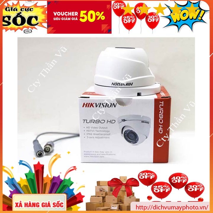 Camera DS-2CE78D0T-IT3FS ghi hình TVI Hik 2MP Dome vỏ sắt Có Mic và Hồng Ngoại 40m kholinhkien