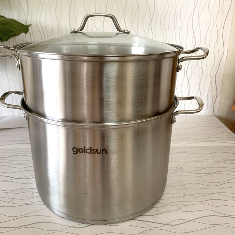 Bộ nồi xửng hấp,kiêm luộc gà GOLDSUN 3 đáy size30 GH26-2303SG,HT COOK 1 đáy size 28 hàng chính hãng giá rẻ