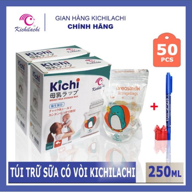 Tặng 01 bút _ Hộp 50 túi trữ sữa có vòi K1chi