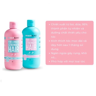 Cặp gội xả HAIRBURST kích thích tóc mọc dài hơn, làm dày tóc hơn, chắc khỏe hơn 350ml/chai