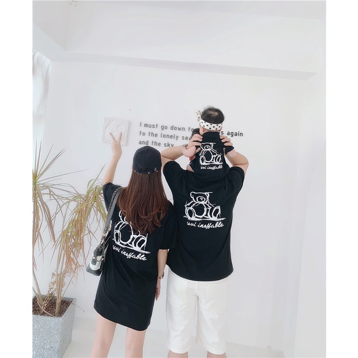 Áo gia đình cổ trụ Familylove - đồ gia đình cổ polo Gấu 2 Mặt chất liệu nỉ da cá cotton 100% co giãn cao cấp