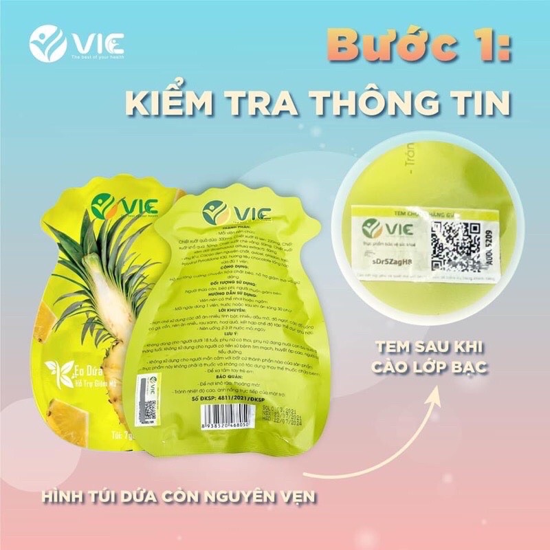 Kẹo dứa giảm cân vic organic chính hãng(1 túi 7 viên)