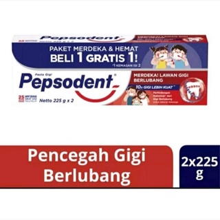 Image of Pepsodent 225gr isi 2 buy 1 get 1 Pencegah Gigi Berlubang Pasta Gigi
