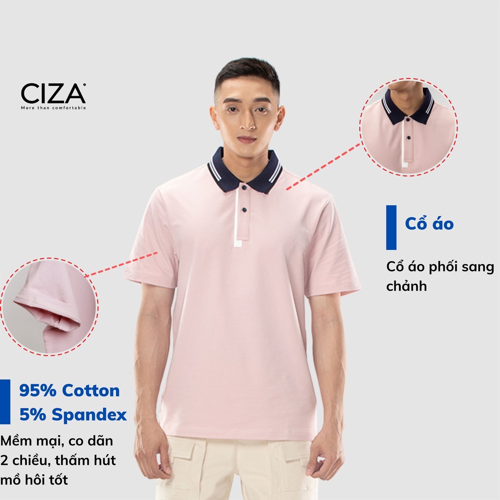 Áo thun polo nam tay ngắn cổ trụ vải cotton CIZA kiểu dáng basic phong cách trẻ trung APNR32