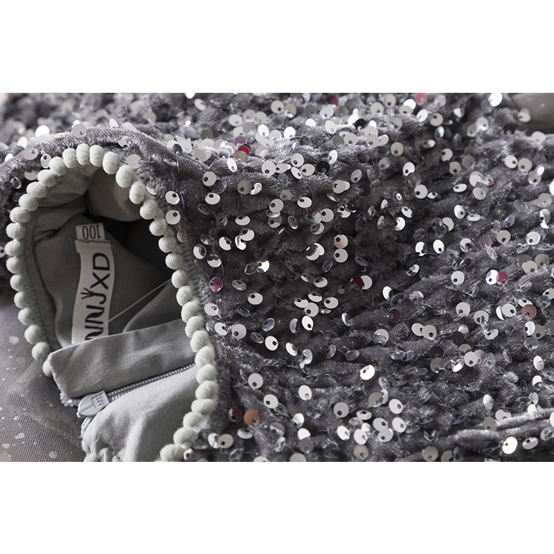 Đầm công chúa NNJXD tay dài đính kim sa có kẹp tóc thời trang xuân thu năm mới xinh xắn cho bé gái 3-8 tuổi