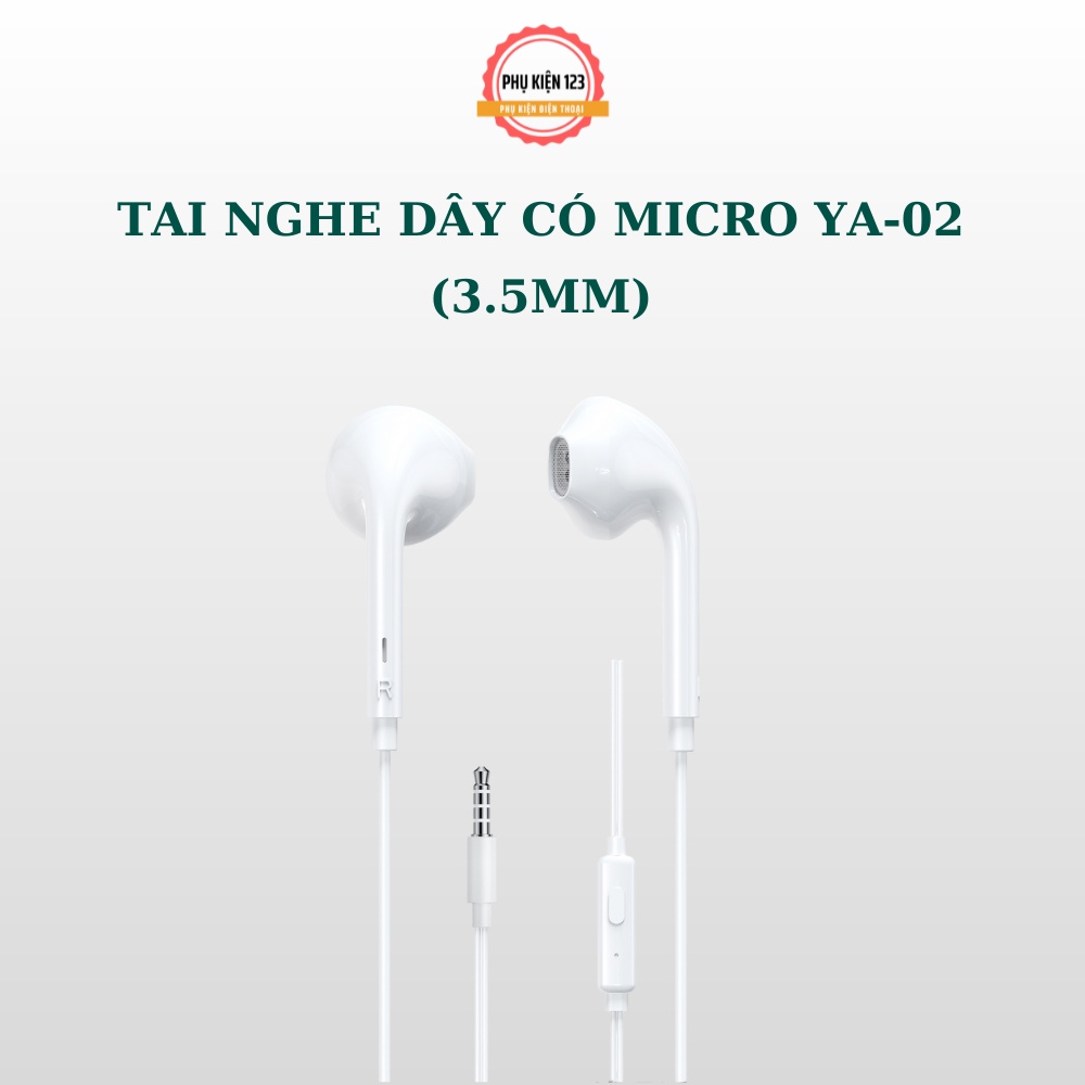 Tai nghe có dây Wekome YA-02 tích hợp đàm thoại, nghe nhạc, chơi game cho mọi thiết bị