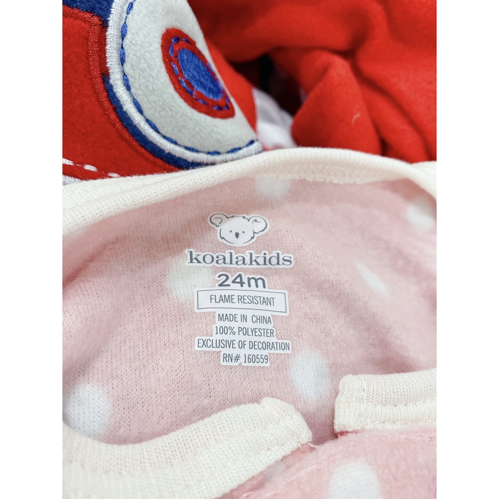 [Size 18M,24M] Bodysleep suit Nỉ, body ngủ cho bé  Hiệu Koalakids màu hồng chấm bi