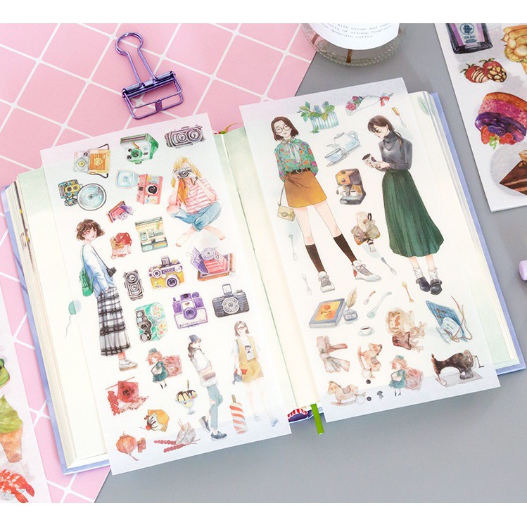 Set 3 tờ washi sticker trang trí planner SS008