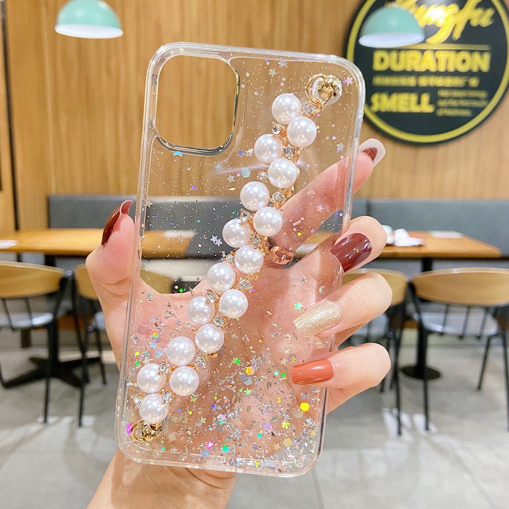 Samsung Galaxy A6 A8 J4 J6 Plus A7 A9 J8 2018 A750 J2 J5 J7 Prime Bling Diamond Sequins Star Glitter Clear Soft Phone Case Lanyard Back Full Cover