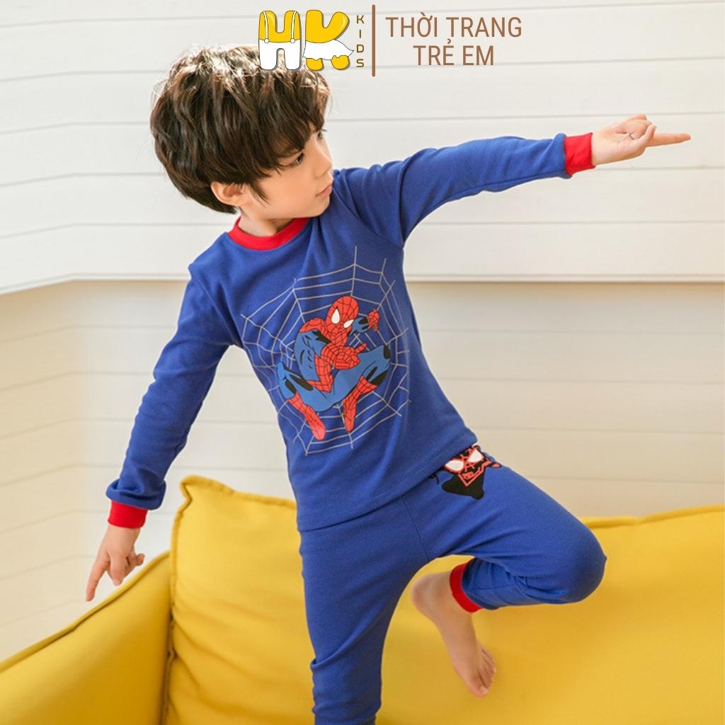 Bộ quần áo cho bé trai HK KIDS dài tay đông xuân chất cotton dày dặn size cho bé từ 2-10 tuổi hàng chính hãng