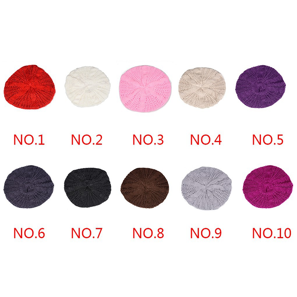 Mũ len dệt kim kiểu Beret cho nữ
